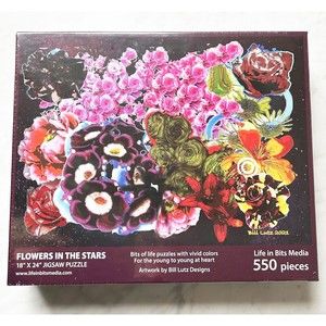 Flowers in the Stars Vivid Colos 550 Piece Puzzle-Life in Bits Media NEW Sealed